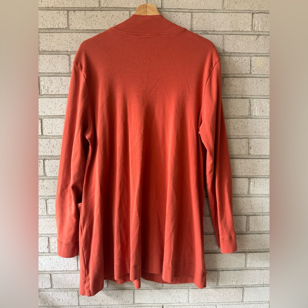 Soft Surroundings Terracotta Knit Long Duster Cardigan | Snap Button Front XL - Picture 4 of 6